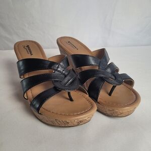 Arizona Jean Co Black Brown Wedge Sandal Size 10